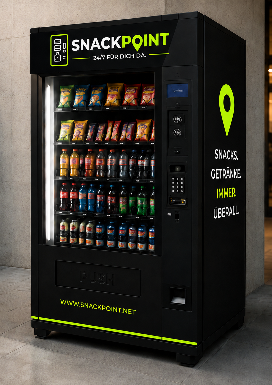 SnackPoint Automat an einem modernen Standort